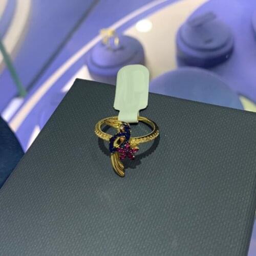 Brand 1:1High Quality Fahsion Ring Yellow Gold Color Tropical Jungle Multicolor Toucan Bird Ring Women Fahsion Brand Jewelry