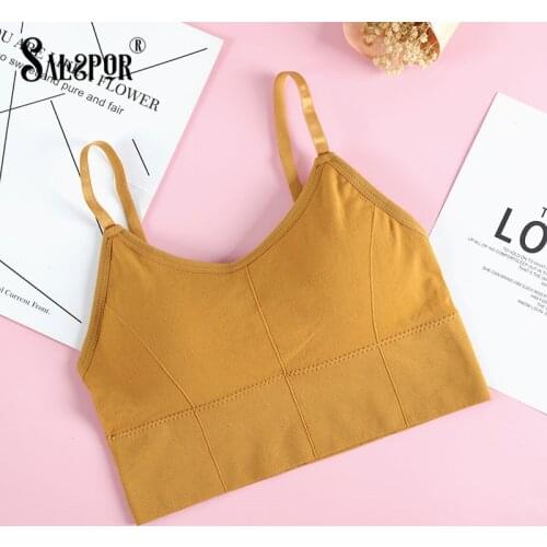 SALSPOR Sports Bra Women Wireless Padded Bra Seamless Solid Comfortable Bralette Crop Top All-Match Lingerie