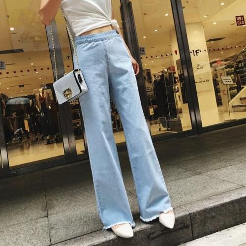 Jeans Woman Wide Leg Pants Autumn High Waist Jeans Plus Size 5XL Denim Pant Tassel Ladies Trousers Jean Femme LWL664