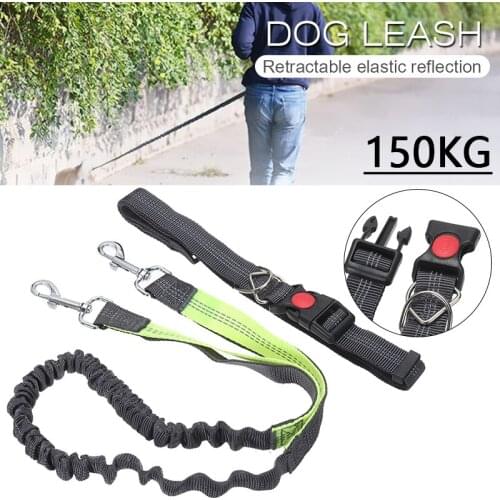 Elastic Reflective Jogging Pet Dog Leash Dog Walking Leash with Waist Belt 150kg Pull Force Adjustable Pet Sports Suit