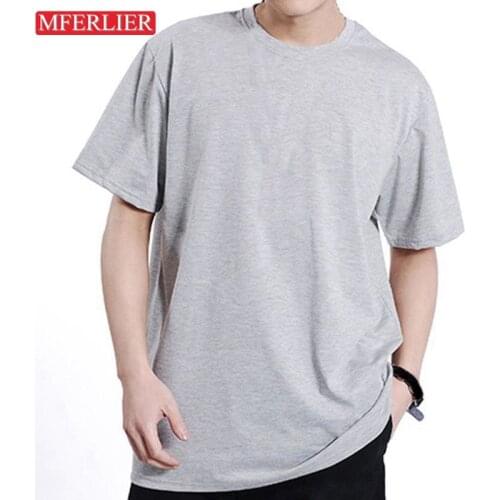 MFERLIER Summer men tshirt 5XL 6XL 7XL 8XL large size Short sleeve weight 50-150kg plus size tshirt men 8 colors