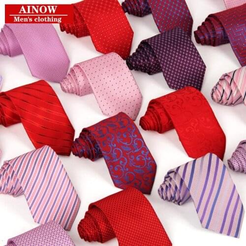 New fashion designer high quality mens wedding party neck ties 8cm jacquard print stripe dot tie red wholesale fedex 210pcs/lot