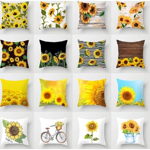 Sunflower Cushion Cover Flowers Polyester Throw Pillow Case Car Sofa Decorative Pillowcases Home Decor