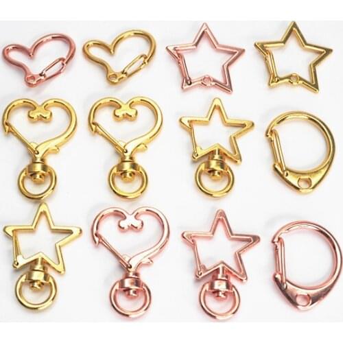 Kawaii Star Key Chain Crystal Frame Metal Frame Pendant Charm Bezel Setting Cabochon Setting UV Resin Jewelry Making 5pcs/lot