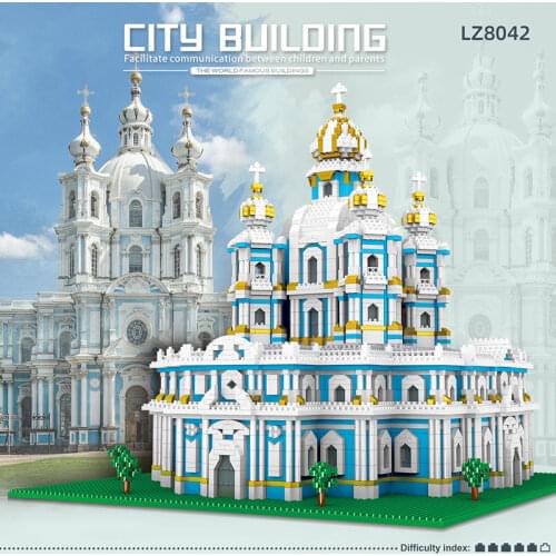 3737pcs Big Smolny Church 3D Model Building Blocks DIY City Street View Assembly Connecting Building Blocks Decompression Toy