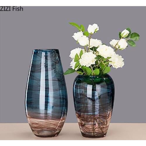Creative European Glass Vase Transparent Vases Modern Decor Gradient Hydroponics Flower Arrangement Handicrafts Home Decoration