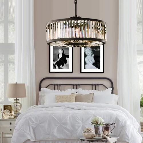 L Xl Round Large Pendant Crystal Lamp Hanging Chandelier For Dining Room retro Smoke Chandelier Lustre de cristal Hotel Lighting