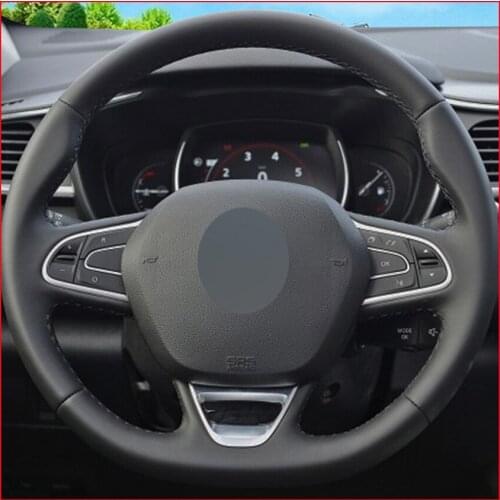 MEWANT Black Genuine Leather Car Steering Wheel Cover for Renault Kadjar 2015-2019 Koleos 2017-2019 Megane 2016-2019 Accessories