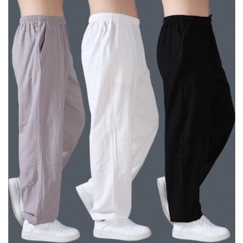 Men women yoga tai chi kungfu meditation pant cotton linen loose sweatpant running jogger fitenss gym workout casual trousers