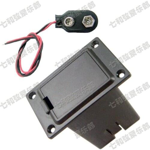 A set of Active Guitar Bass Pickup Humbucker 9V Battery Box Holder Case Compartment Cover With Battery Clip Buckle