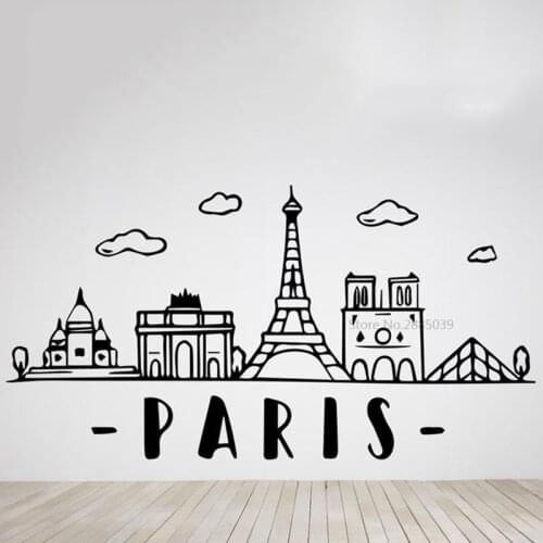 City Paris France Famous World Cities Decor Living Room Bedroom Home Decal Removable Vinyl Wall Sticker Mural BD347
