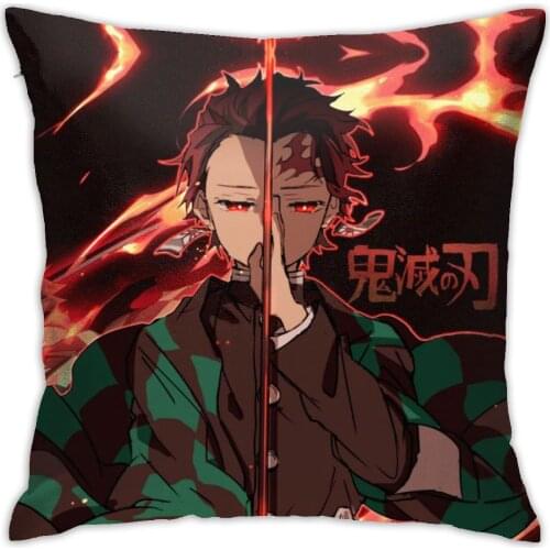 Demon Slayer Cushion Cover Pattern Print Pillow Case Demon Slayer Anime Vintage Decorative Pillow Cover Sofa Chair Pillow Case