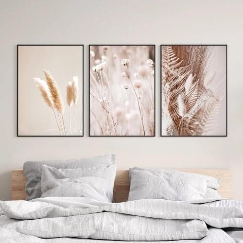 Nature Landscape Plants Print Dried Grass Canvas Painting Boho Botanical Poster Pampas Grass Wall Art Pictures Living Room Decor