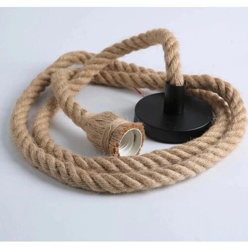 Retro Hemp Rope Pendant Lights Industrial Loft Vintage Long Single Double Heads Rattan Hanging Lamp 1 2 3 4 5m Edison Led Bulbs