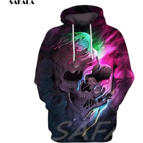 Halloween Colorful Skull 3D Printed Hoodie Man Female Zipper Pullover Sweatshirt Hooded Jersey Streetwear Tracksuits