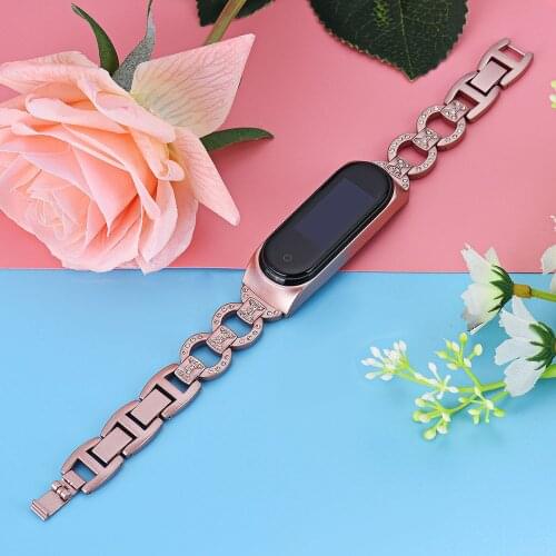 Slim Pink Mi Band 5 Bands for Xiaomi Mi Band 4 Straps Wristband Metal Miband 3 Strap Replacement Bracelet Bling for Woman