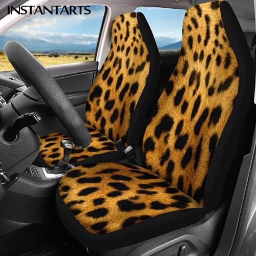 INSTANTARTS Fashion Leopard Prints Comfortable Universal Car Front Seat Covers Anti-Slip Car Interior Seat Covers Seat Protector
