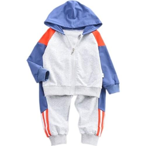 Spring Autumn Baby Boy Girls Clothes Children Sports Casual Hooded Jacket Pants 2Pcs/set Toddler Cotton Clothing Kids Tracksuits