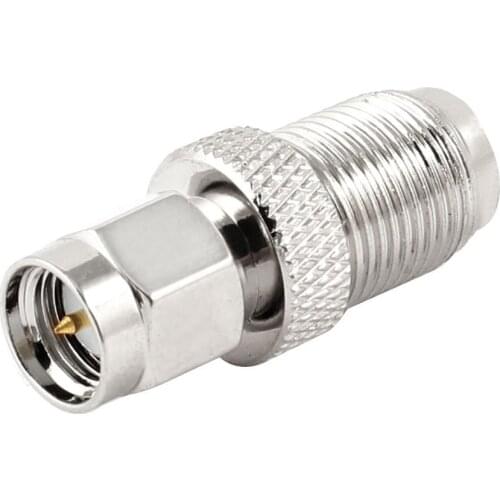 High Quality F Type Female to SMA Male Plug Coaxial Adapter Connector Silver Tone