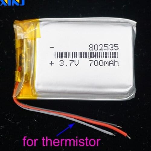 XINJ 3.7V 700 mAh 3wires for thermistor Lithium Polymer Li Po Battery 802535 For GPS Sat Nav MP4 Driving recorder Camera DIY PSP