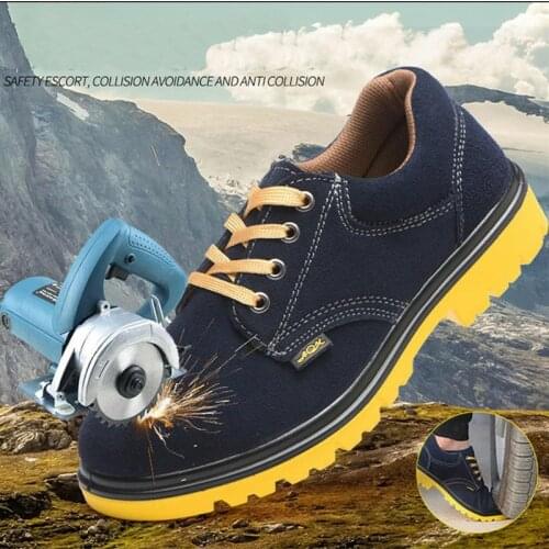 Safety Shoes Cap Steel Toe Safety Shoe Boots For Summer Man Work Shoes Men Breathable Mesh Size Footwear Wear-resistant DXZ036