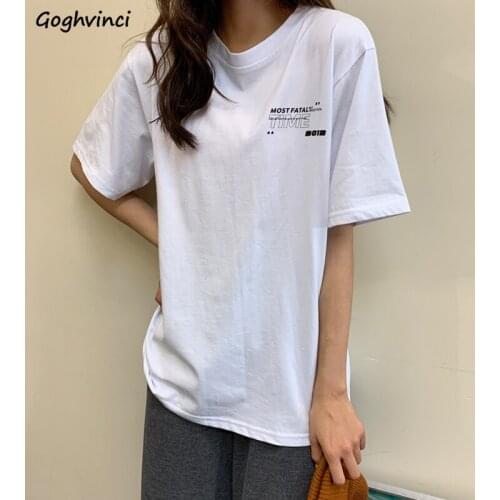 Women Short Sleeve T-shirts Print Casual Tshirts Loose All-match Comfortable Korean Style Simple Fashion Student Streetwear Chic