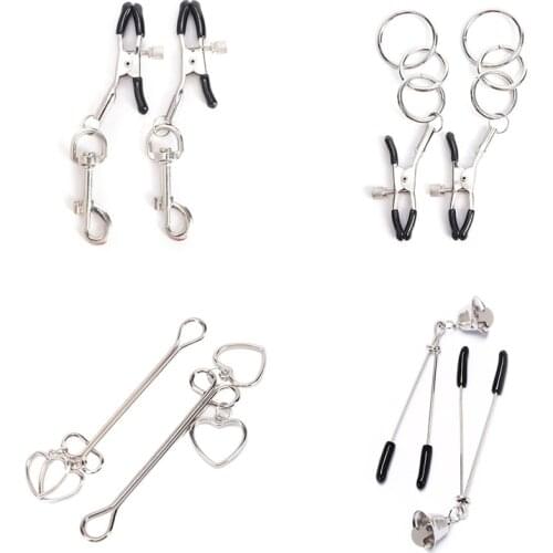1 Pair Adult Games For Couples Flirt Toys Nipple Clips For Women Metal Nipple Clamps Sex Toys Nipples Clips Metal Bell