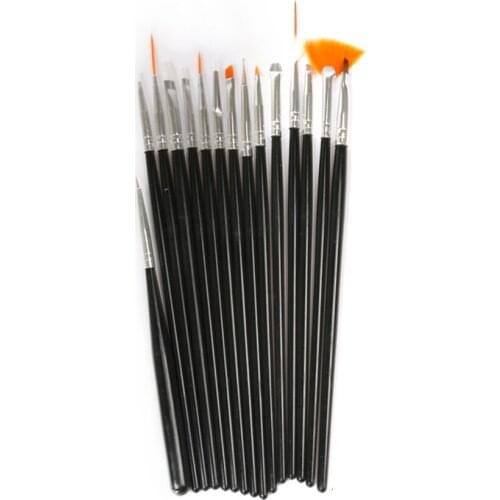 15 Pcs Professional Nail Art Brush Set French Tip Nail Brush Black Handle Painting Drawing Pen Nail Art Tool