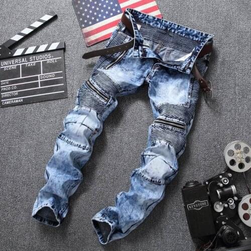 2021 Jeans Men Straight Trousers Male High Quality Autumn Winter Denim Designer Casual Biker Pants Pantalon Hombre Homme