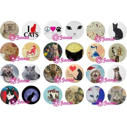 24pcs/lot Interchangeable 18mm Cabochon Snap Jewelry Animal Pet Cat Buttons for DIY Bracelet women Necklace Ring Earring Bijoux