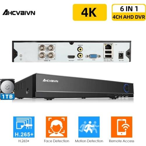 4 Channel Hybrid 6 in 1 NVR TVI CVI AHD CCTV DVR Video Recorder 4K For Analog AHD IP Camera 5MP Onvif Video Surveillance DVR 8MP