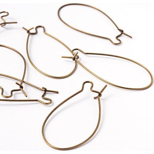 4 Colors Brass Hoop Earrings Components Kidney Ear Wires Making Jewelry Findings, Lead Free, Cadmium Free and Nickel Free