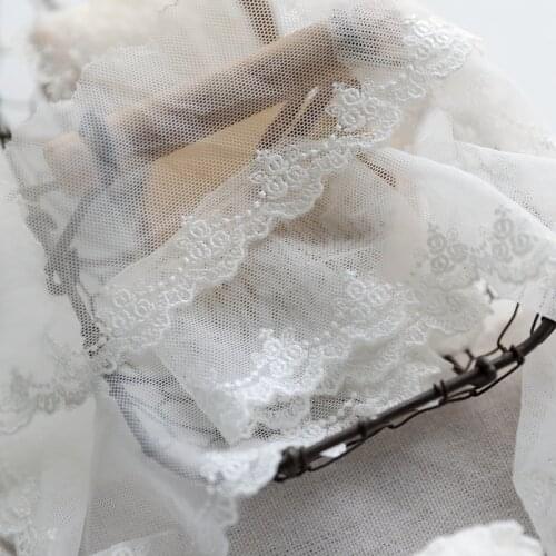 5Meters/lot 6CM wide high-quality off white rose flower embroidery lace sewing clothing curtain trimming supplies AC261