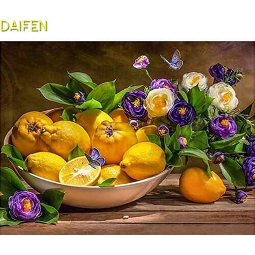 Full Square Diamond embroidery Lemon orange DIY 3D Diamond painting Cross stitch butterfly Full Round Diamond mosaic Rose tulip