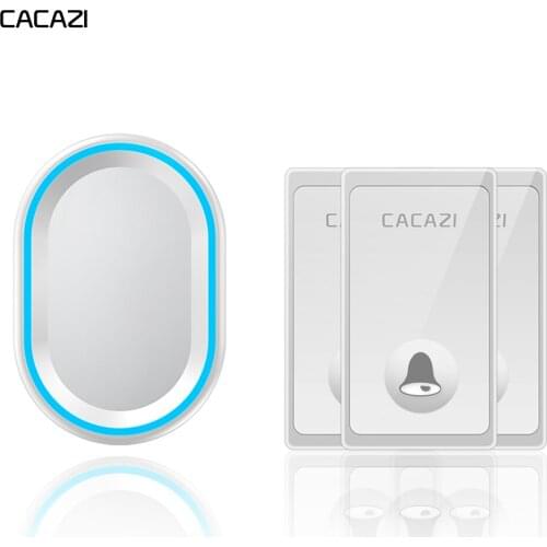 CACAZI Self-powered Wireless Doorbell Waterproof 3 Buttons 1 Receiver US EU UK Plug No Battery Required Home Call bell 58 Chimes