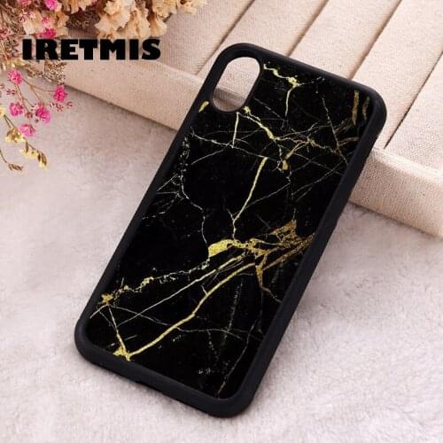 Iretmis 5 5S SE phone cover cases for iphone 6 6S 7 8 Plus X Xs Max XR 11 12 MINI Pro Soft Silicone Black Gold Marble Printed