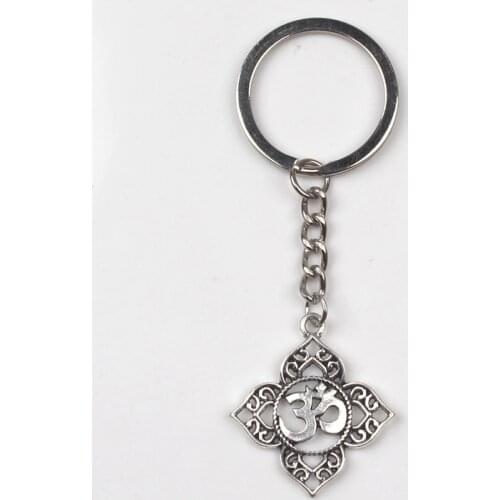 Filigree OHM OM AUM Buddha Lotus pendant Keychain, Buddhist, yoga Keychain