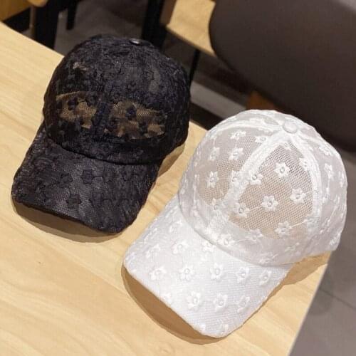 Mesh Lace Women Hat Summer Baseball Cap Fashion Sunshade Hollow Cap Black Breathable Visors Sunscreen Cap For Women