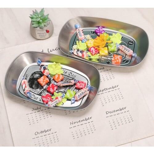 Nordic ins Tinplate Square Fruit Plate Home Living Room Storage Tray Jewelry Tray Plate Metal Desktop Receive Dish