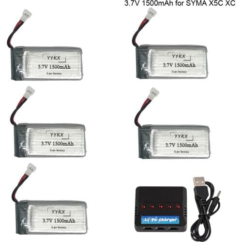 LiPo Battery for SYMA X5SC X5SW X5HW X5HC X5UW with Charger 3.7V 1500mah for RC Drone accessories high capacity 3.7 V battery