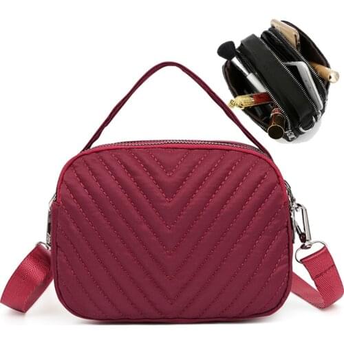 Small Shoulder Bags Nylon Women Crossbody Mobile Phone Bags Mini Female Messenger Purse Lady New 2021Top Handle 3 Zippers Pocket