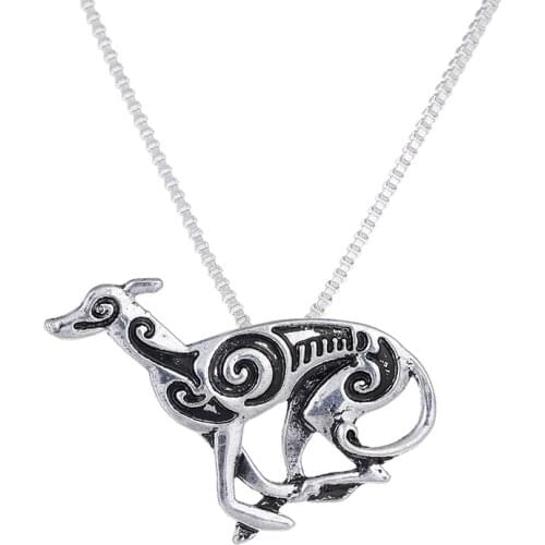 Statement Bijoux Running Greyhound Necklace Hound Galgo Dog Silver Pendant Fashion Long Necklace Charm Choker Halloween Gift