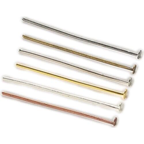 100 Piece 6 Colors Metal Flat Head Pins Findings Jewelry Making Accessories DIY Handmade Crafts Length 20-50mm Width 0.8mm