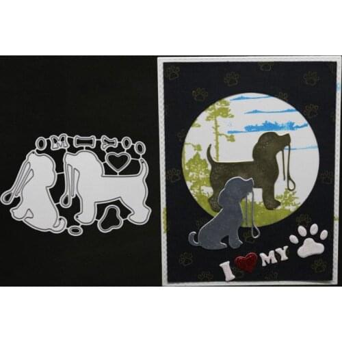 Cute Dog Metal Cutting Dies Stencil DIY Scrapbooking Album Stamp Paper Card Embossing Craft Decor