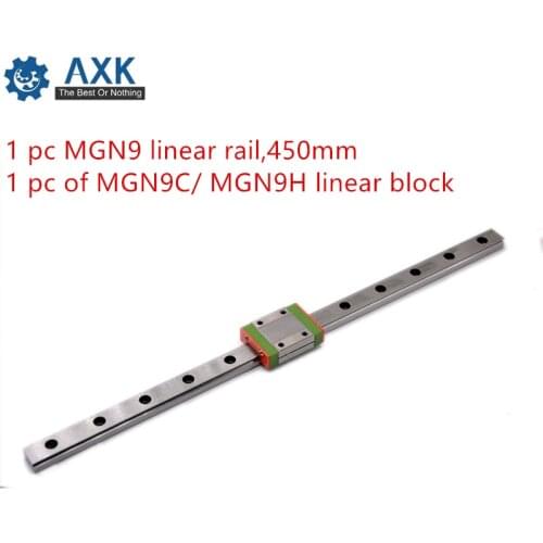 Linear Carriage Guide 9mm 450mm Rail Set Cnc Mgn9 1 Pc Rail,450mm Motion Guideway Bearing Steel Printer Cutter For A Axis