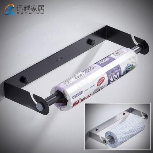 Kitchen Paper Roll Holder Tissue Towel Hanger Rack Cabinet Rag Cling Film Hanging Wall Stainless Steel Shelves Home Accessories
