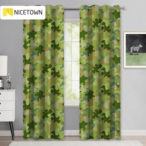 NICETOWN 1PC Camouflage Shading Heat Insulation Noise Reduction Printed Curtains Grommet Dormitory Apartment Childrens Room