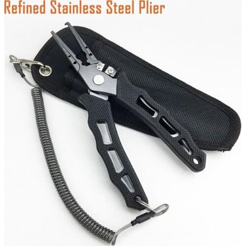 New Multi-Function Stainless Steel Pliers Scissors Fishing Line Cutter Hook Remover Tackle Fishing Tool with shealth Anti Lost