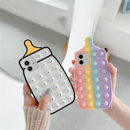 NEW creativity rainbow feeding-bottle phone case for iphone 6 6s 7 8 plus x XR xs max 11 12 pro max 12mini soft silicone cover