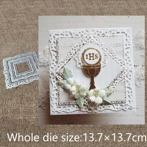 New Design Craft Metal stencil mold Cutting Dies 6Pcs square lace frames scrapbook die cuts Album Paper Card Craft Embossing